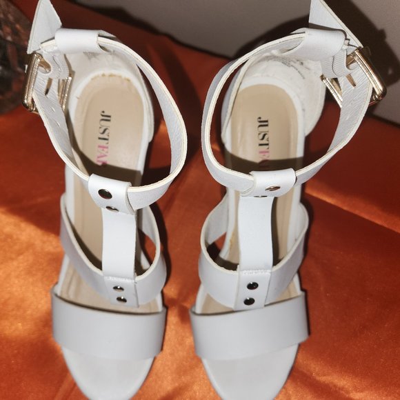 JustFab White Situna Platform Wedge Sandals - Picture 4 of 11